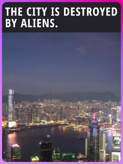 The city is destroyed by aliens.