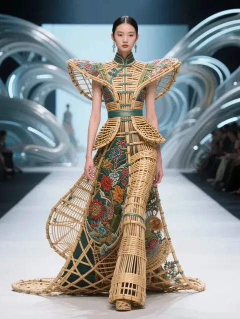 Бамбуковая плетеная юбка