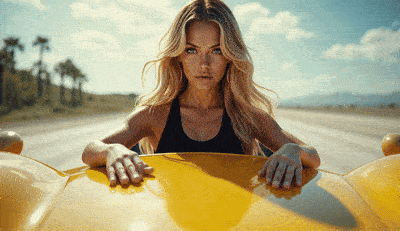 Rainha das Acrobacias no Teto do Carro