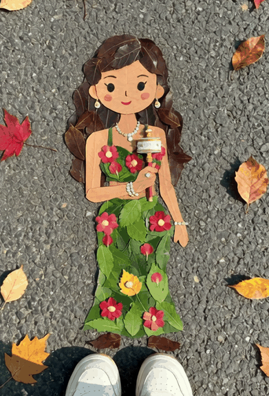 可愛い木の葉の小人の踊り