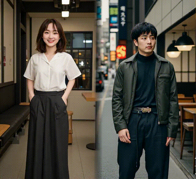 صورتان لشخصين يتبادلان القبلة