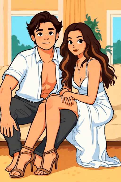 Geben Sie sich selbst einen Cartoon-Mann/Freundin heißer Kuss