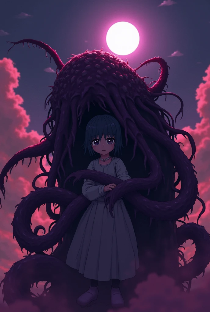 ((best quality)), ((highly detailed)), absurdres, (detailed eyes),1girl,20 years old,solo,long hair,pink hair,(((white shirt,black standart tie,black skirt))),dynamic pose, cowboy shot, (((scylla))), (((octopus girl))), standing, (tentacles:1.33), (suction cups:1.33), (fused:1.33), ((tentacle legs)), squidlegs, ((underwater,sea, aurora,night)),leaning forward, serious,cute,reaching out