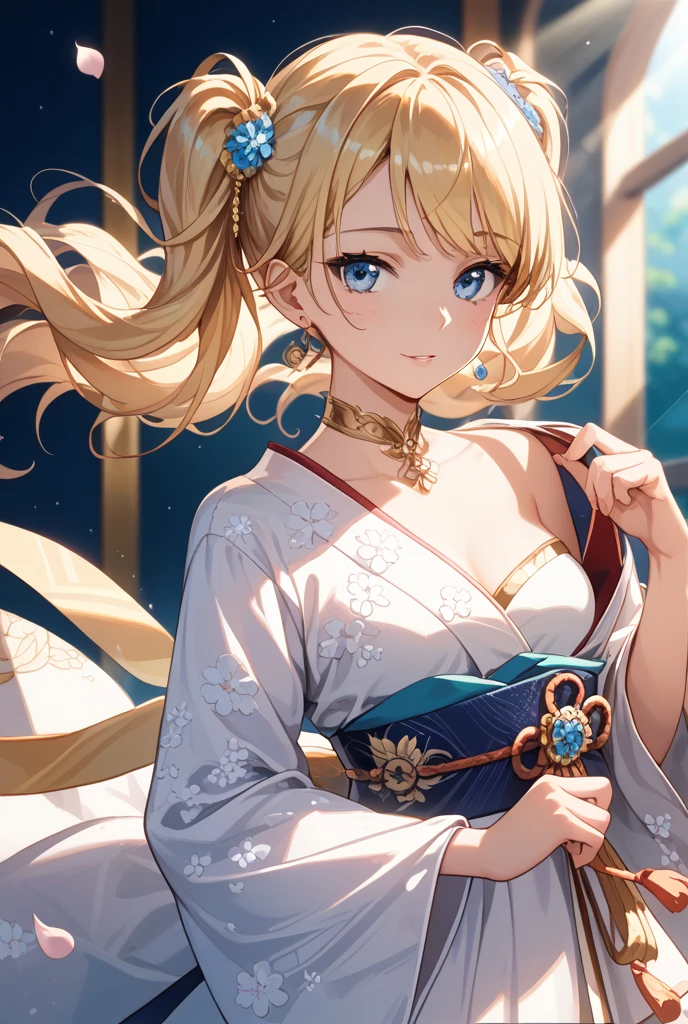 (((Masterpiece))), (((Highest quality))), ((Ultra-detailed)), ((Super fine illustration)), ((Ultra-fine painting)), (16K highest quality wallpaper:1.4), (Upper body:1.6), HDR, (Highly detailed and delicate illustration style:1.8), Detailed skin texture, Detailed cloth texture, Extreme detailed description, (T-masterpiece), (Highly detailed face:1.2), (Highly detailed fox ears:1.2), (Highly detailed beautiful golden brown half updo:1.2), (Highly detailed beautiful blue eyes:1.2), Original, RAW photo, Professional, Intricate details, Super details, Direct light:1.6, (Perfect :1.4), (Highly detailed hands:1.2), (Highly detailed fingers:1.2), (Highly detailed fingertips:1.2), (27-years-old), Real, (Solo:1.8), ((A very beautiful and attractive fox fashion model:1.4)) BRAKE (Beautiful and adorable fox ears:1.6), (Highly detailed and delicate fox ears:1.4), (Beautiful and well-shaped :1.2), (Beautiful and well-shaped ), (Beautiful and shiny golden brown half updo:1.4), (Highly detailed and delicate golden brown half updo:1.2), (Beautiful and clear blue eyes that shine with great detail:1.6), (Highly detailed and delicate blue eyes:1.2), (Highly detailed face:1.4), (Smile:1.5), (Blush:1.4), (Looking at viewer:1.4), (Celebration:1.4) BRAKE (Bright red furisode with floral pattern:1.4), (Japanese traditional costume:1.2) BRAKE (Concept art:1.2), (Detailed fantasy art:1.2) BRAKE ((Highly detailed and delicate Ise Grand Shrine in Mie Prefecture in the background just after noon:1.6), (Celebration:1.4), Torii gate of Ise Shrine:1.4, Very beautiful in the sunny sky background just after noon:1.4) BRAKE