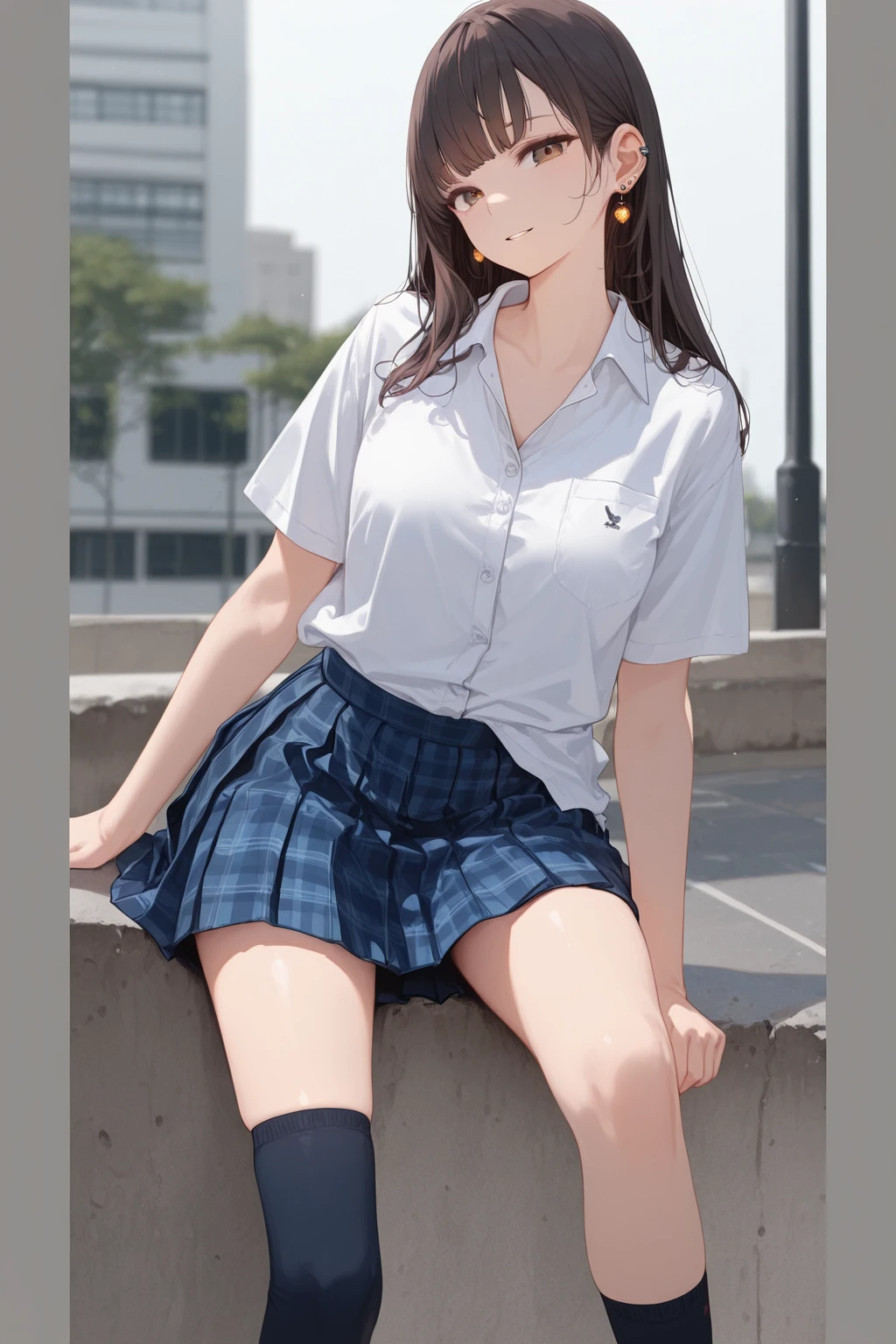 (8K, RAW Photos, 最high quality, masterpiece:1.2), high qualityのRAWカラー写真, Professional photo shoot, Cinematic Light, night、Late night、alone, (((young woman, Gal))), (Sharp features), (Small face), (Skin with attention to detail:1.2), clavicle, Cute face, Beautiful appearance, Long eyelashes,Girl Turning Around,, (Black Hair, Long straight line), high school student, cardigan, High School Uniform、, White shirt, , night Park, Birds chirping, Embarrassing, sad, Artistic painting,Attractive thighs, loafers:1.2, (Very fine touch:1.2), (Watery eye), sad雰囲気, Oil painting style, Dark colors, (Are standing:1.5, lean on a tree, Full body portrait), Smooth texture, Gazing Eyes, Beautiful Skin, Shiny skin, ((Perfect Fingers, Five Fingers, Anatomically correct)), Background Blur, high quality, Surreal, ((Very detailed, photo shoot)),(Cover your face with your right hand、Left hand grabs skirt),,(((Skirt flip、Sexy )))、blush、Embarrassing、They hesitate、Look down、avert your eyes、Full Body Shot、((Hide your face))、Embarrassed、Thick legs、、glamorous、Skirt Lift、Have a skirt