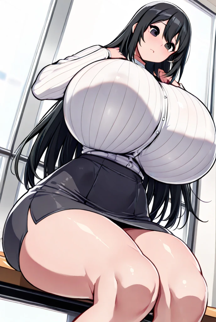 An anime-style artwork depicting Kousaka Shizuru from the game Honkai star rail.

Tags: Kousaka Shizuru, anime, detailed eyes, detailed lips, ???, ???? shoulders, (black hair:1.4), (black skirt suit:1.1), cleavage, pencil skirt, miniskirt,curvy, thighs, higheels, shiny clothes, skin tight, cleavage, long hair,  solo, ????????????,  (yellow eyes:1.1),, smiling expression, intense gaze, dynamic pose, indoor, palace, vibrant colors, digital art, high-resolution, professional quality, ????????????????, (underboob : 1.4), curvy, cowboy shot, (????????????????: 1.4),