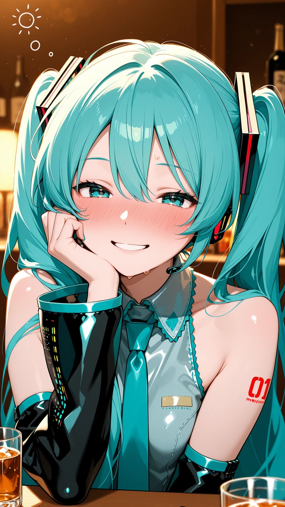 hatsune miku, showing the tongue