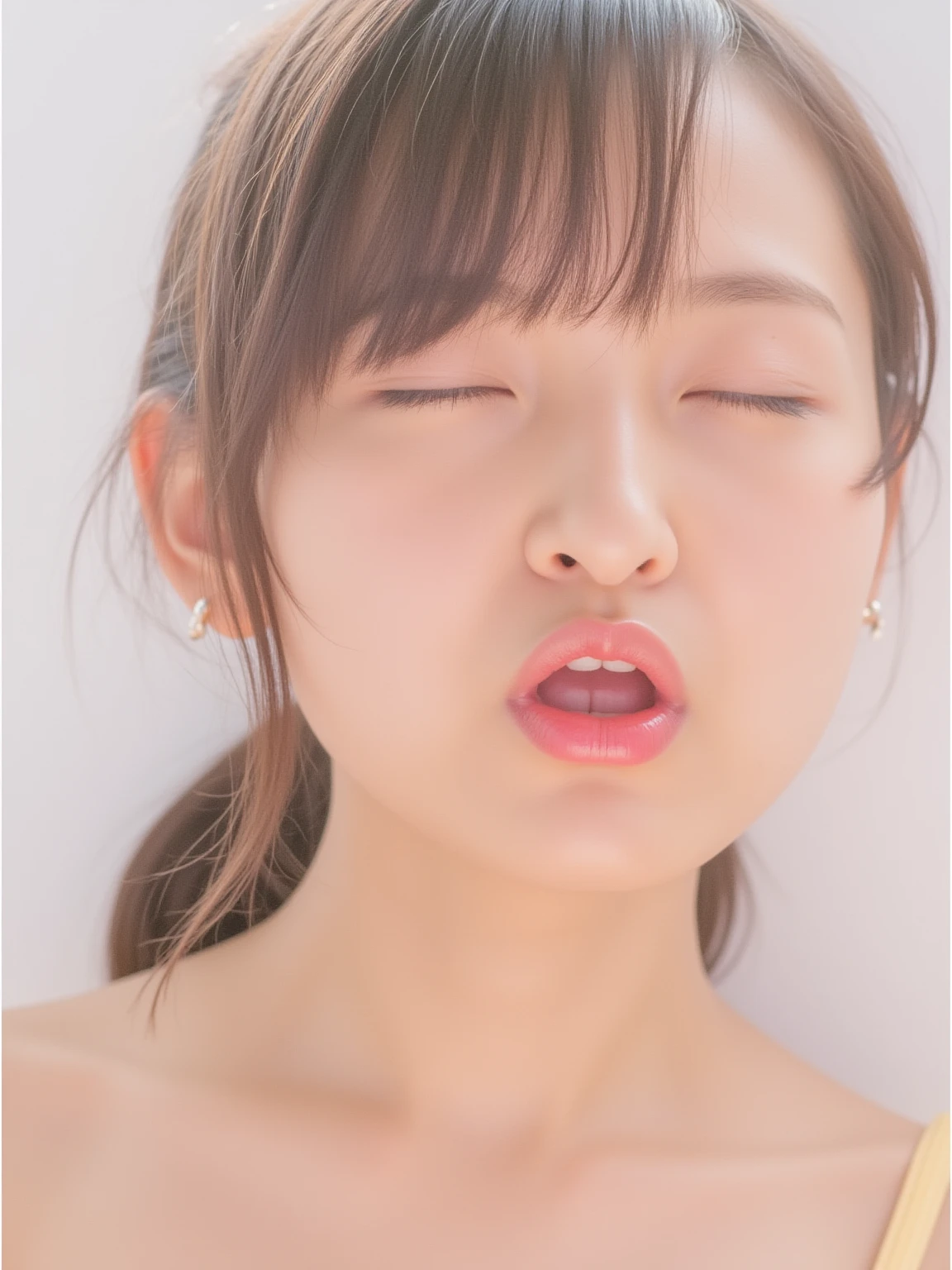 (((shoot from above, ????????, ????????, licking ?????, ?????))), masterpiece, photo, realistic, high quality, 8K, 1girl, very young girl, 1boy, ?????, ????? girl, on bed, (((closed eyes, scream with ??????, look at viewer))), close up face,(((???????????, ??? on face, ??? facial, ??? on tongue, ??? string))),