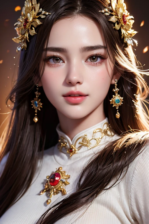 Best Quality, Masterpiece, High Resolution, 1girl, Porcelain Dress, Hair Accessories, Necklace, Jewelry, Pretty Face, On_Body, Tyndall Effect, Riverside, Edge Lighting, (High Deail Lighting: 1.2), 8k uhd, dslr, Soft light, high quality, volume light, photo, high resolution, 4k, 8k, bokeh