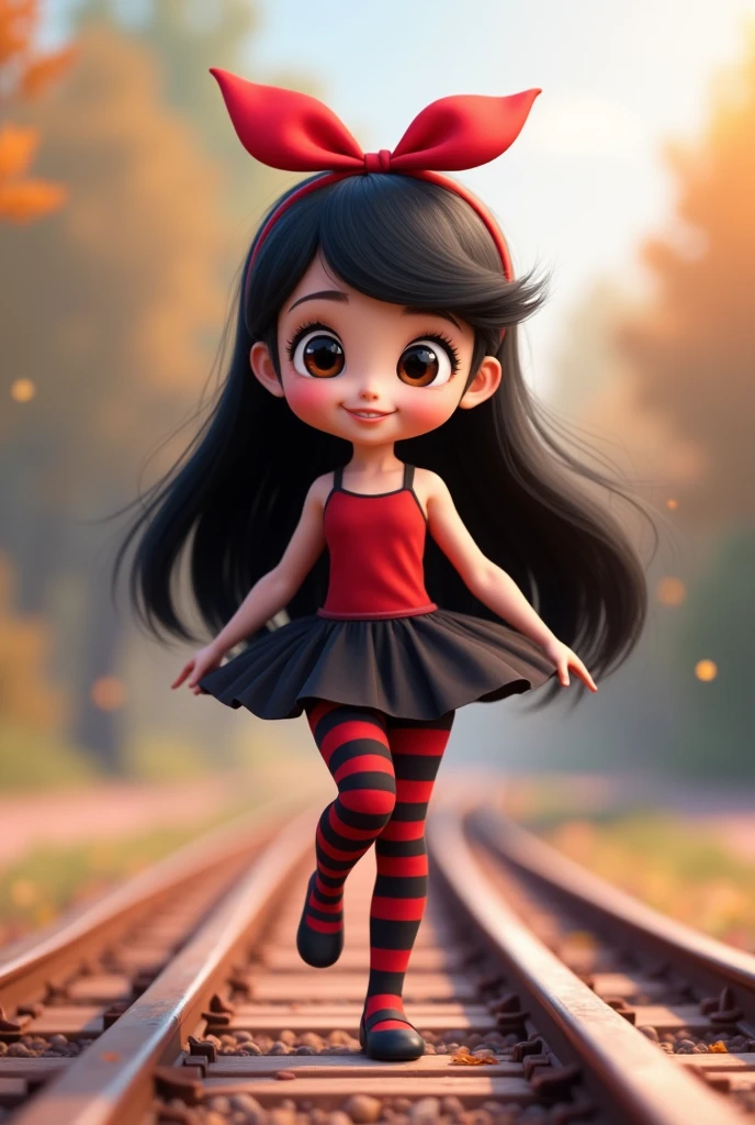 Joking caricature, white skinned , wavy black hair, hair with bangs, divertida, fly away, , colorfull dress, 8k, best image