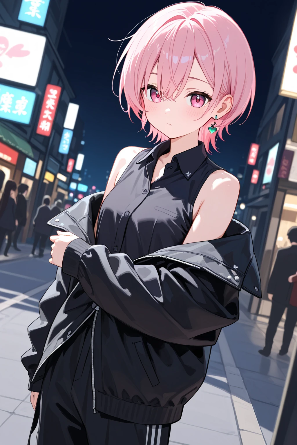 masterpiece, best quality, amazing quality, very aesthetic, high resolution, ultra-detailed, absurdres, newest, scenery, adult BREAK solo,mature,femboy,otoko no ko,, boy,short naturally wavy hair, androgynous, flawless skin, striking face,light lavender shirt, slim white pants
BREAK cozy underpass bar, dim lighting, neon accents
BREAK looking at viewer,standing,cowboy shot,contrapposto,