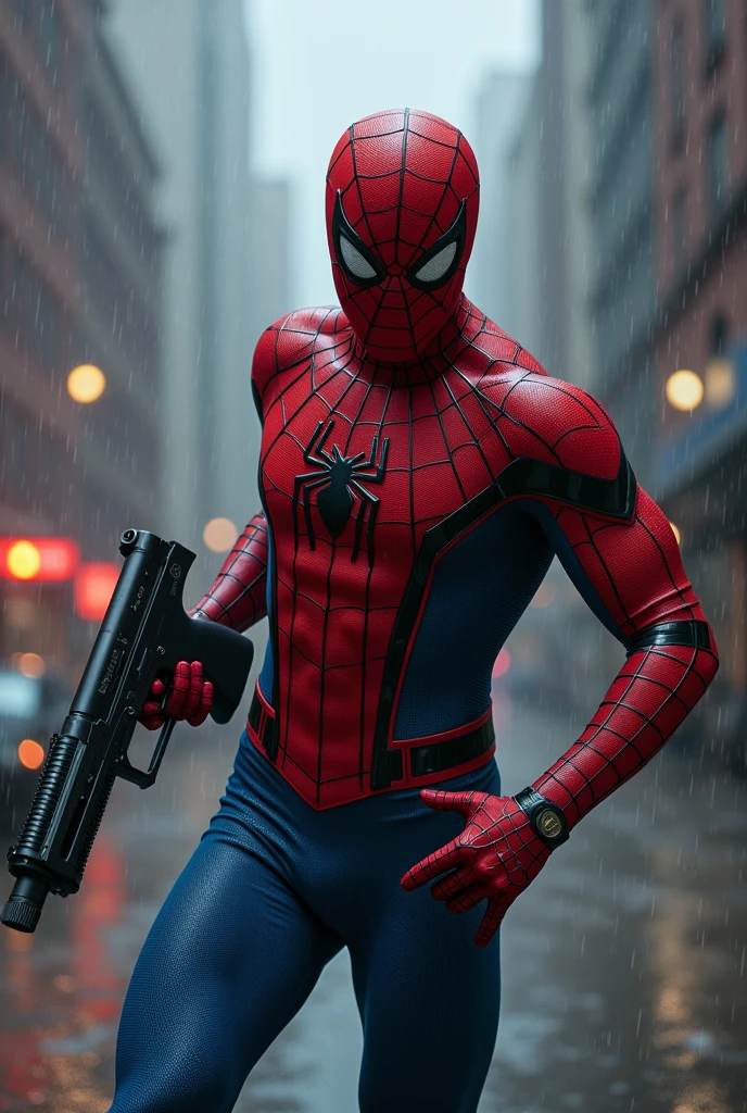 Man cutting off spiderman's head