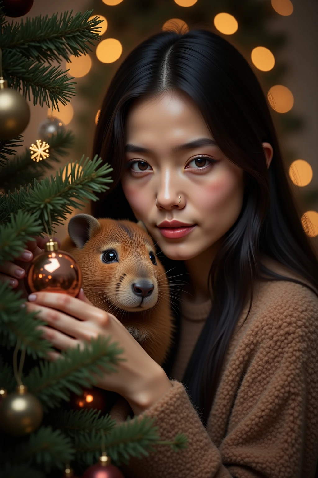 Portraying a girl in red, meeting wolves.,Quiet and harmonious atmosphere,dramatic composition,warm color palette,correct ,detailed face, detailed eyes,(Girls wear:red shawl,Red Hat,Lace dress,Red Hat, cloaks, big , skirt, Red dress,Carrying a basket of fruit),Background with:charm,daylight, Candy House,Fairy-tale world,(( suggestiveness)),attractions,(Post-impressionist),rich colors,(Oil painting by Feshin - Oil painting by Feshin , oil painted), 04