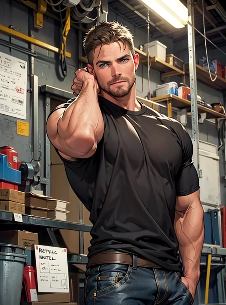 male, wearing tight shirt, fluffy ,  up  shot, big ,  8 pack abs, thicc, insanely inflated , , formless , big shoulders, ripped clothes , extremely muscular, huge bulge