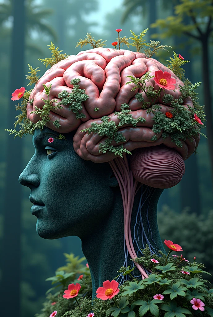 Flowers bloom in the brain in dreamy style