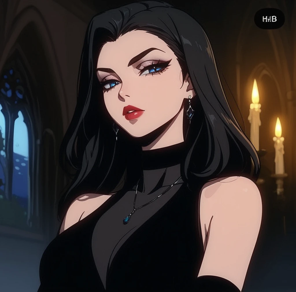 (One Person), (Masterpiece, Best Quality), (A Gorgeous 25 Years Old Female), (long straight black hair with fringe bangs above the eyebrows), (black Eyes), (Fair Skin), (Wearing women's black medieval clothing dress Outfit with and Corsets), (medieval castlevania City Road at Day), (Dynamic Pose), Centered, (Half Body Shot:1.4), From Front Shot, Insane Details, Intricate Face Detail, Intricate Hand Details, Cinematic Shot and Lighting, Realistic and Vibrant Colors, Masterpiece, Sharp Focus, Highly Detailed, Taken with DSLR camera, Depth of Field, Realistic Environment and Scene, Master Composition and Cinematography

