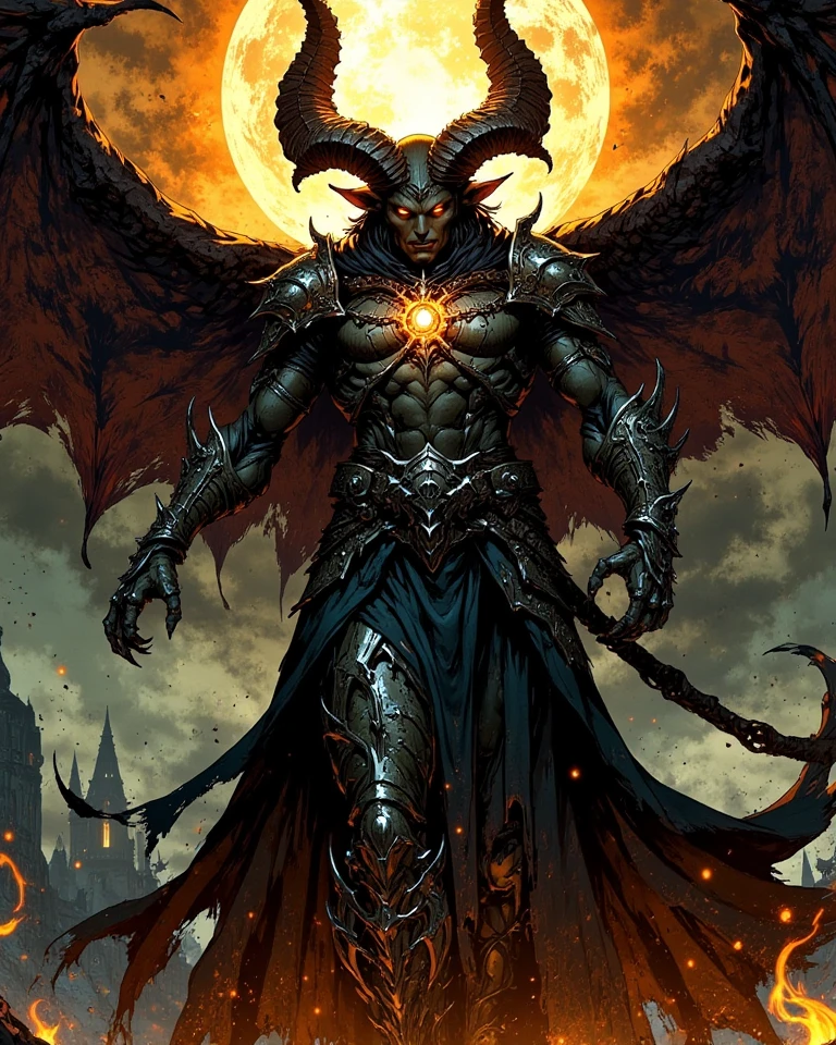 Lava Demon, (masterpiece, best quality, Professional, perfect composition, very aesthetic, absurdres, ultra-detailed, intricate details:1.3), by Karl Friedrich Schinkel