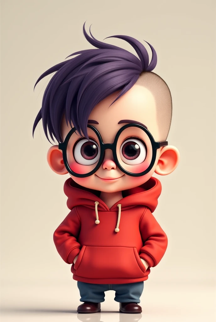Dessin d'animation chibi d’une enfant, la peau clair, cheveux rasé a ...