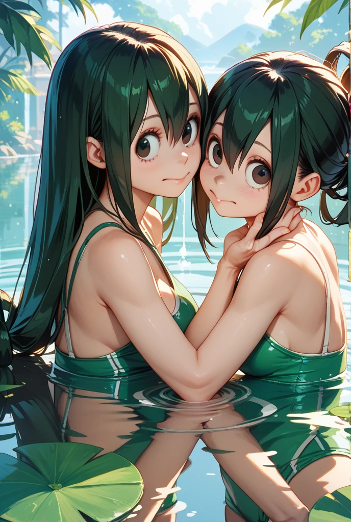 tatsumaki black bikini full body long legs green hair ((A person)) pool wallpaper