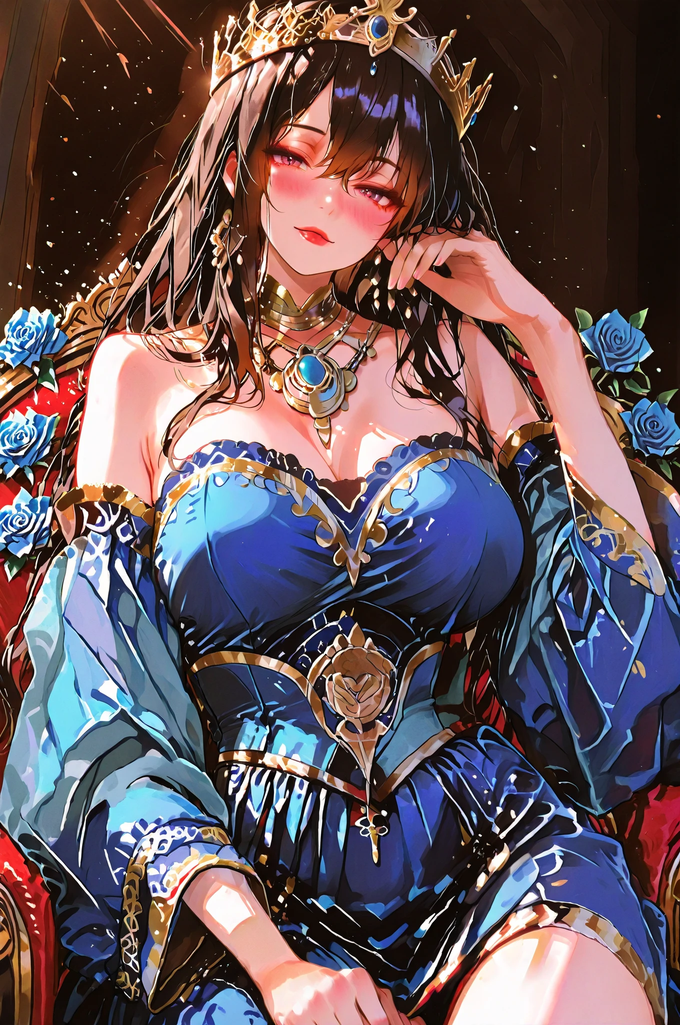 ((anime artstyle)),(Masterpiece),(Best Quality), (Super Detail),((Very Delicate and Beautiful)),(((Solo))),((full body portrait)),((1 princess in gorgeous princess rococo ballgown with voluminous full length hoop skirt)),((crinoline)),Long train,(((standing in garden))),(gorgeous gemstone jewelry),detailed face and eyes,jewel-like eyes,((large amount of straight hair,extremely voluminous Hair,Very Long Straight Hair)),((gigantic tits,Long tits)),cleavage,extremely gorgeousfull hair ornament,((bling-bling extremely gorgeousfull jeweled tiara)),((Dynamic Angle)),Looking at viewer,,flowers,flower petals flowing,((gorgeous princess rococo ballgown with voluminous full length hoop skirt))