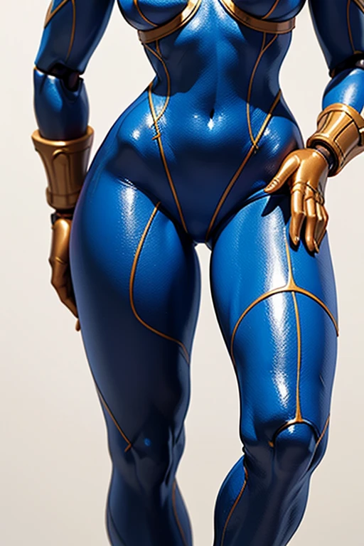 The easel, the paints, the artist, standing Full-length, Sexy cyborg woman drawing self-portrait in oil paints, french braid, blonde hair