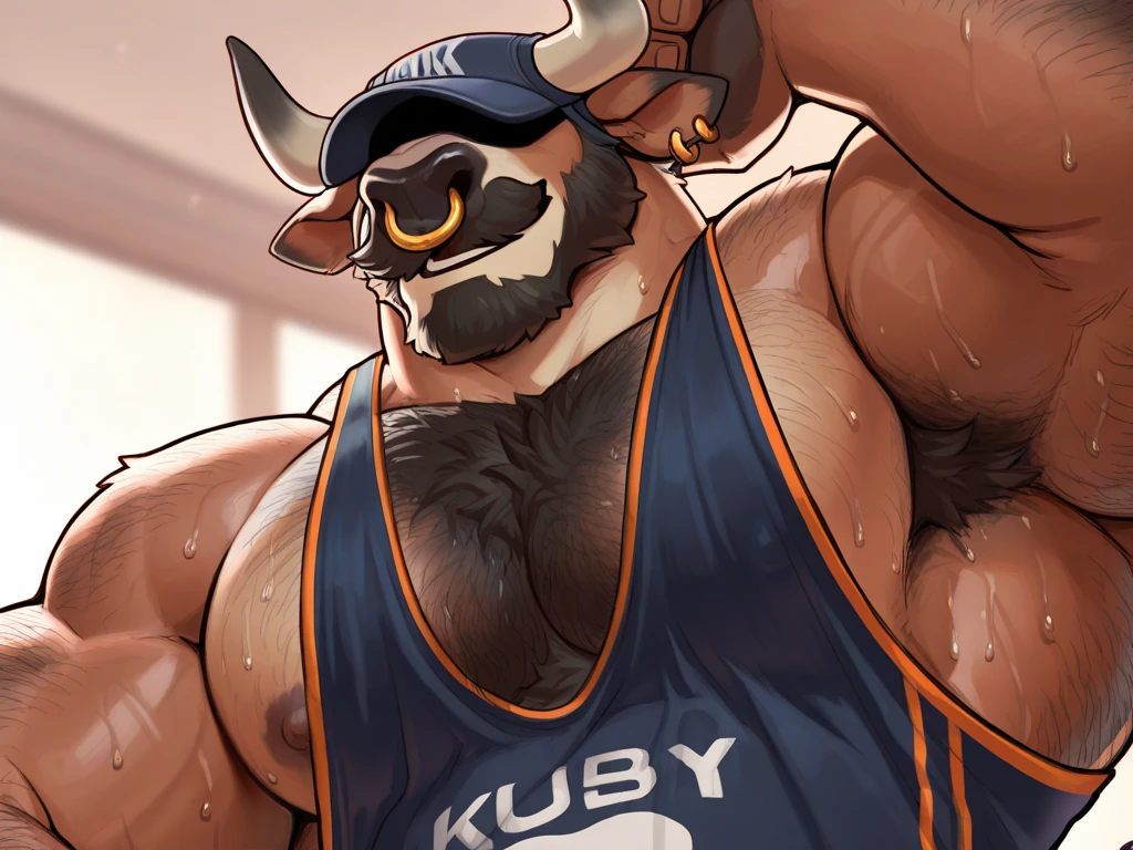 masterpiece, best quality, 8k resolution, Very detailed, hairy，(((buffalo))，(((Mature)))，(((Strong)))，(((Dark gray hair)))，portrait，(((Sitting in the pool)))，For the audience，Highest quality scene，(((whole body)))，(((Sweating)))，((()))，((()))，((Fat-enclosed muscle))，(((Shameful)))，((Blushing))，(((Round face)))，(((alone)))，((VR glasses))，(((Strong body)))，(((Hip bulge))),(((Tongue out)))