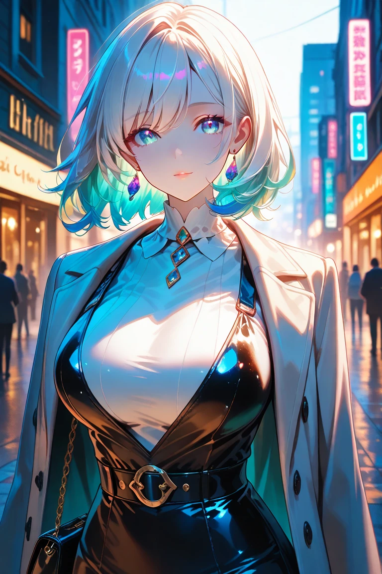 cute albino girl,(((1 girl))),((albino girl with extremely cute and beautiful White hair)),

(breasts small:1.4),(((White hair:1.35,colored inner hair,ear breathing,small White hair,tomboy haircut))),(((neon_aqua_eyeballs:1.3))),intricate eyeballs,beautiful detailed eyeballs,symmetrical eyeballs,((fatter)),(((pale skin,shining skin:1.5,shining skin: 1.5,shining skin,very shining skin,shinny body,plastic glitter skin,exaggerated shining skin,brightened skin,wet legs))),(spider lower abdomen,narrow waisted,wide hip,athletic body,inflated legs,body detailed,(face detailed)),

cute,slutty,seducer,,((())),

(((wearing white formal blazer,White pants,))),(((huge cleavage))),((wetclothes,complex outfit,complex clothing)),

(dynamic pose:1.0),focus only,embarrased,(centred,scale to fit dimensions,rule of thirds),

cyberpunk city by the sea at night, with bright neon signs and dark stormy clouds and puddles, scenario:1.25,

artistic photography,(photograph taken by sldr),high resolution, sharp focus, (ultra detaild, extremely detaild), (photorealistic art:1.37),(extremely detaild CG unity 8k wallpaper),((tema de fundo synthwave)),(((swirly vibrant colors))),(intricate background),(work of art),(best qualityer)