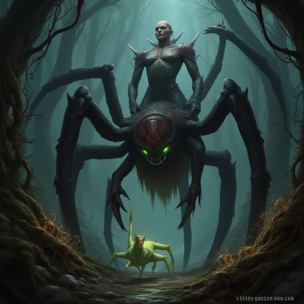 Women. Pregnant with a giant Mutant Spider's egg, and her  releases the Egg and Fluid of the giant Mutant Spider. Also he is surrounded by giant mutant spiders who are ready to have  relations with the woman