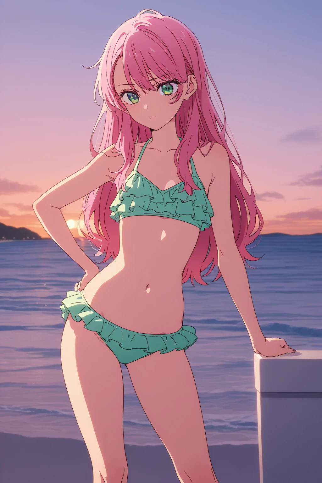 A teenage girl, strange art, crazy, slightly twisted, hard to understand, beautiful, elegant, advanced, weird,, refreshing, bikini, back to me, back to me,  midriff, smile, clip, elegant, beautiful, smile, accent, artwork, clarity, butt, butt, fat butt