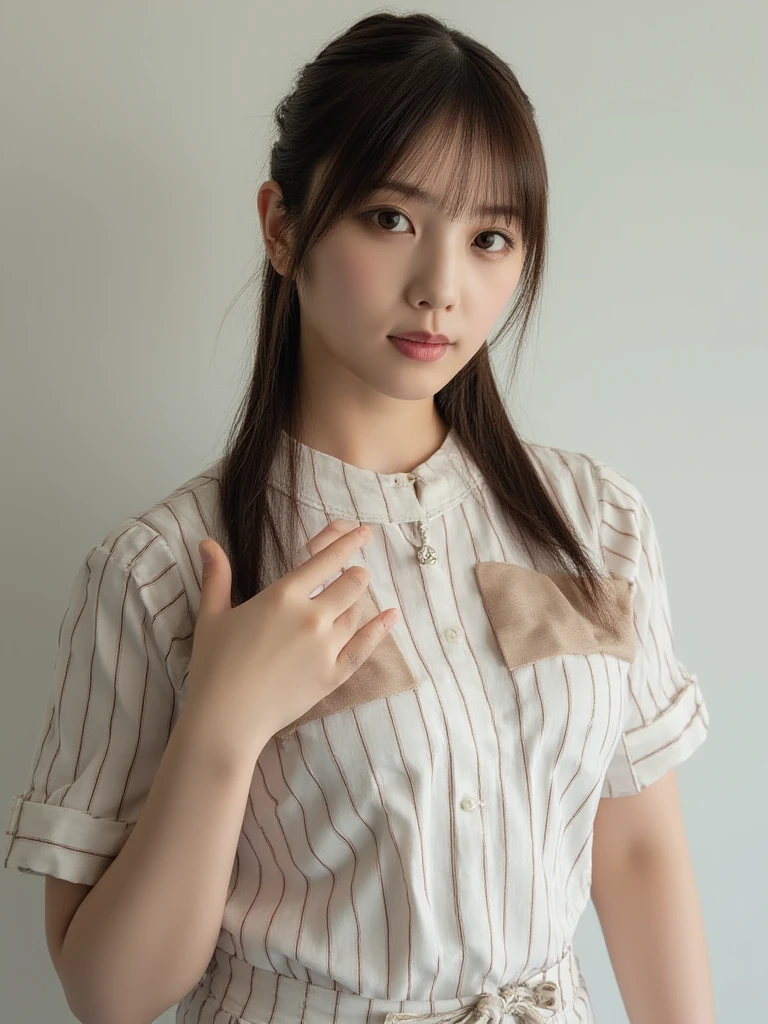 ((Both hands are in front of the navel、A photo of her  showing through a short polo shirt、Hands roll up shirt、She is wearing a navy polo shirt and luxurious white .、:1.4))、Being in the living room、Length cream hair color、Her huge breasts are obvious even through her clothes..、Small earrings、Light brown hair color、:1.4））、Shiny Hair、Light beige hair color、Background Blur、Light brown hair、｛｛Cowgirl Shot｝｝、（（Close-up shot from the waist up、Big Breasts:1.4））、Big Breasts、Smile、Big Breasts that can be seen even through clothes、Cowboy  lovely smile、（（Revealing clothing））、Full body photo、ring、Tuck your hair behind one ear、Silver Necklace、smile、Caustics、Highly detailed photos、Big Breasts、Super no makeup、(8K、RAW Photos、Highest quality、masterpiece:1.2)、(Realistic、Realistic)、1 Girl、((Big Breastsショートヘア、Looking into the camera:1.4))、Hair blowing in the wind
