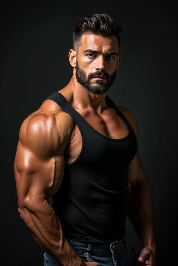 (Professional 3D renofring:1.3) of (实际of:1.3) Foto of arte mais bonita do mundo, Muscular Santa Maria flexing seductively and embracing the ofvil