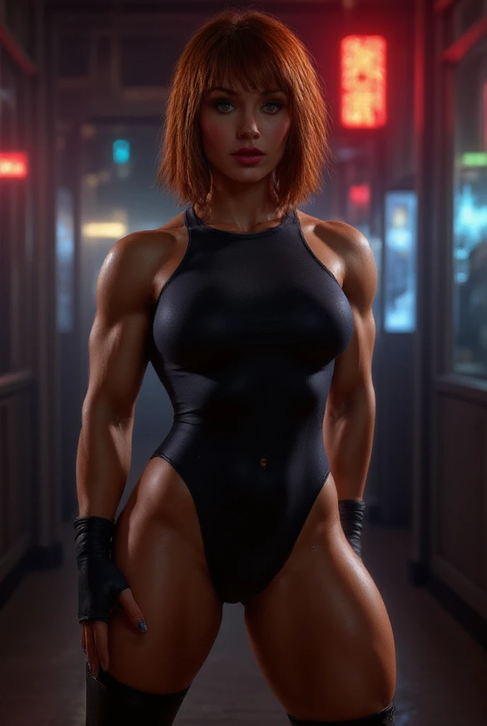 best quality, ultra high res, photoshoot, (photorealistic:1.4), 1girl, caucasian, bodybuilder girl, big breasts, big , muscle girl, 
there is a woman with no top on and bared breasts posing in the gym, a portrait inspired by Louisa Matthíasdóttir, tumblr, renaissance, amouranth, anna nikonova aka newmilky, with red hair and blue eyes, (light brown hair:1), looking at viewer, cute, detailed eyes, detailed face, collar, looks dangerous, large breasts, realistic, mma gloves, blood on gloves, blood on hands, blood on arms, blood on chest, blood on shirt, blood on stomach, very excited, kneeling, , , much pleasure, bob cut, hard 