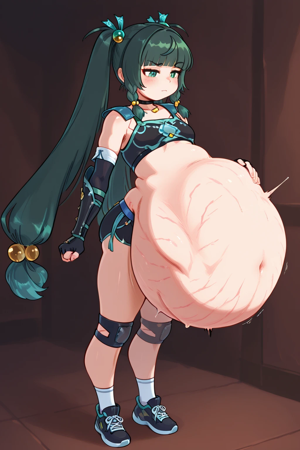 a Slime frog girl, fat, Chubby, mucus, empty eyes, ????, vulgarity, plump, curvy, ?????????????, ???????????, (((Highest quality, masterpiece))), detailed, ultra detailed, Ultra-high resolution, 4K, hard-edged, corruption, depravity, squatting,