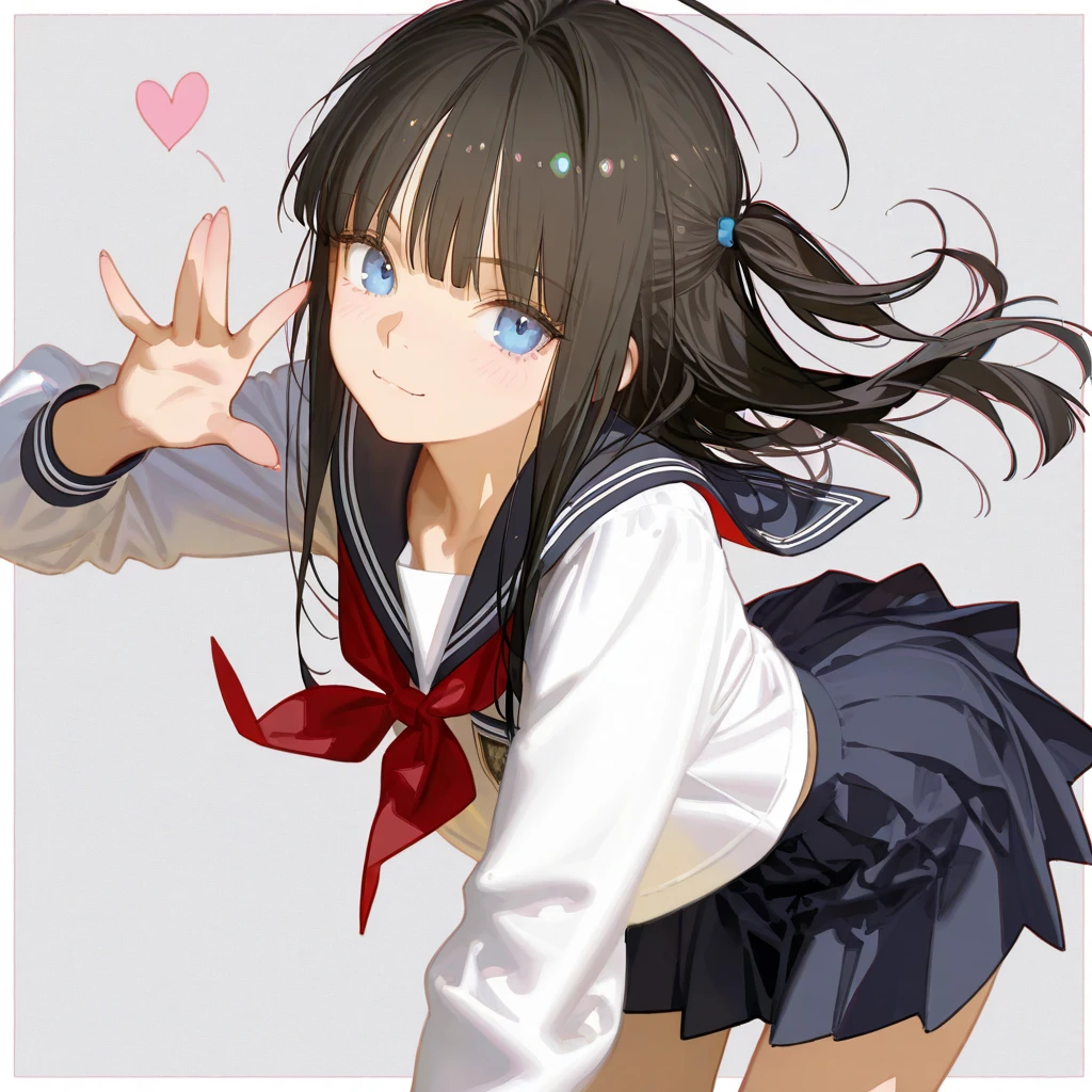 　Small breasts　school uniform　Boobs fully 　peace sign　Full Color