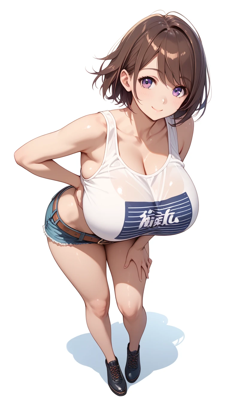 (8K, masterpiece, expensive, Ultra-fine illustrations, Blank Background:1.5), Perfect , Single Shot, (1 in 1:4), (from the front:2), (alone, Patsun, Black Hair, Short Hair), (Striped bikini,Top-heavy, bursting breasts, Huge breasts:1.5), ( slip), attractive, Sweat seeps, (steam)