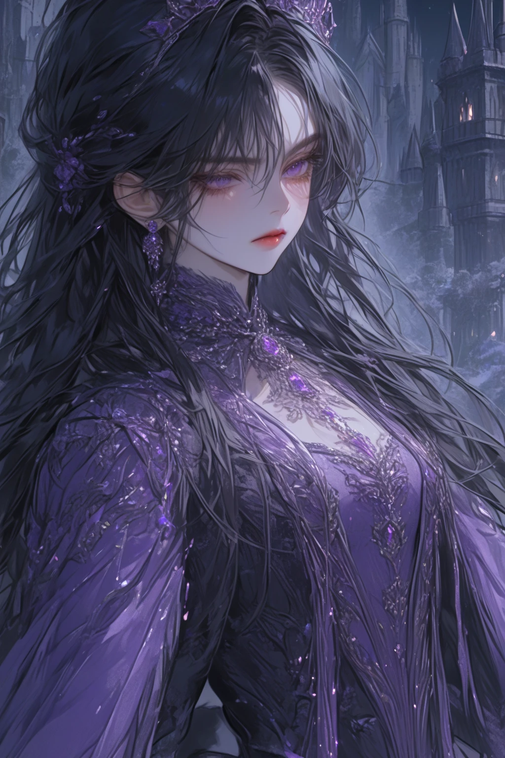 Mature women，Long hair，Bangs，Big ，Loose Hanfu，Fantasy style，Extremely detailed，high resolution，Simple background