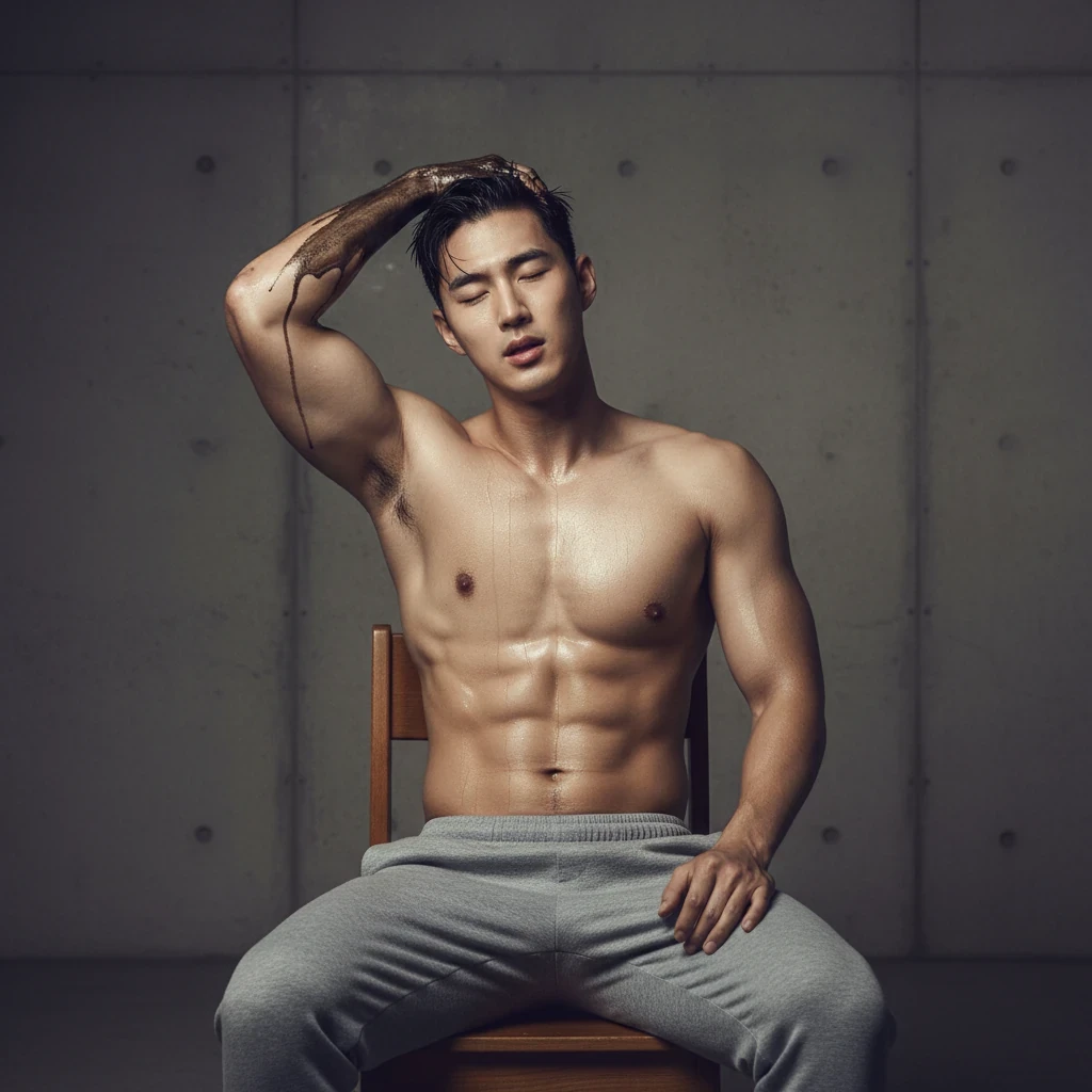 Boy in the crowded lunar new year festival, amazing lunar new year festival scenery, Crowded festival, Chinese lion dance in the background, barongsai Full body photo, very wet body, Very thin red , Proudly showing off his sweaty very hairy armpits, completely  just wearing red , wearing necklace in his nek, 17 years old boy, very young boy, Cinematic soft lighting illuminates a stunningly detailed and ultra-realistic handsome korean male supermodel, ultra messy curly hair, clear honey eyes, captivating perfect smile, sensual, hot man, insanely handsome, showing off his sweaty body, very sixpack muscular body build, slender, toned, full body, 8k, photography, masterpiece, detailed face, detailed eyes, sexy, beautiful abdomen and beautiful legs and a detailed big hard bulge, slim, detailed eyes and lips, sixpack and fit body. Image quality is of the highest standard, with ultra-detailed features and a realistic appearance. The colors are bright and vibrant, enhancing the overall aesthetic. The lighting is soft and natural, casting a soft glow on the boy, don't merge body's