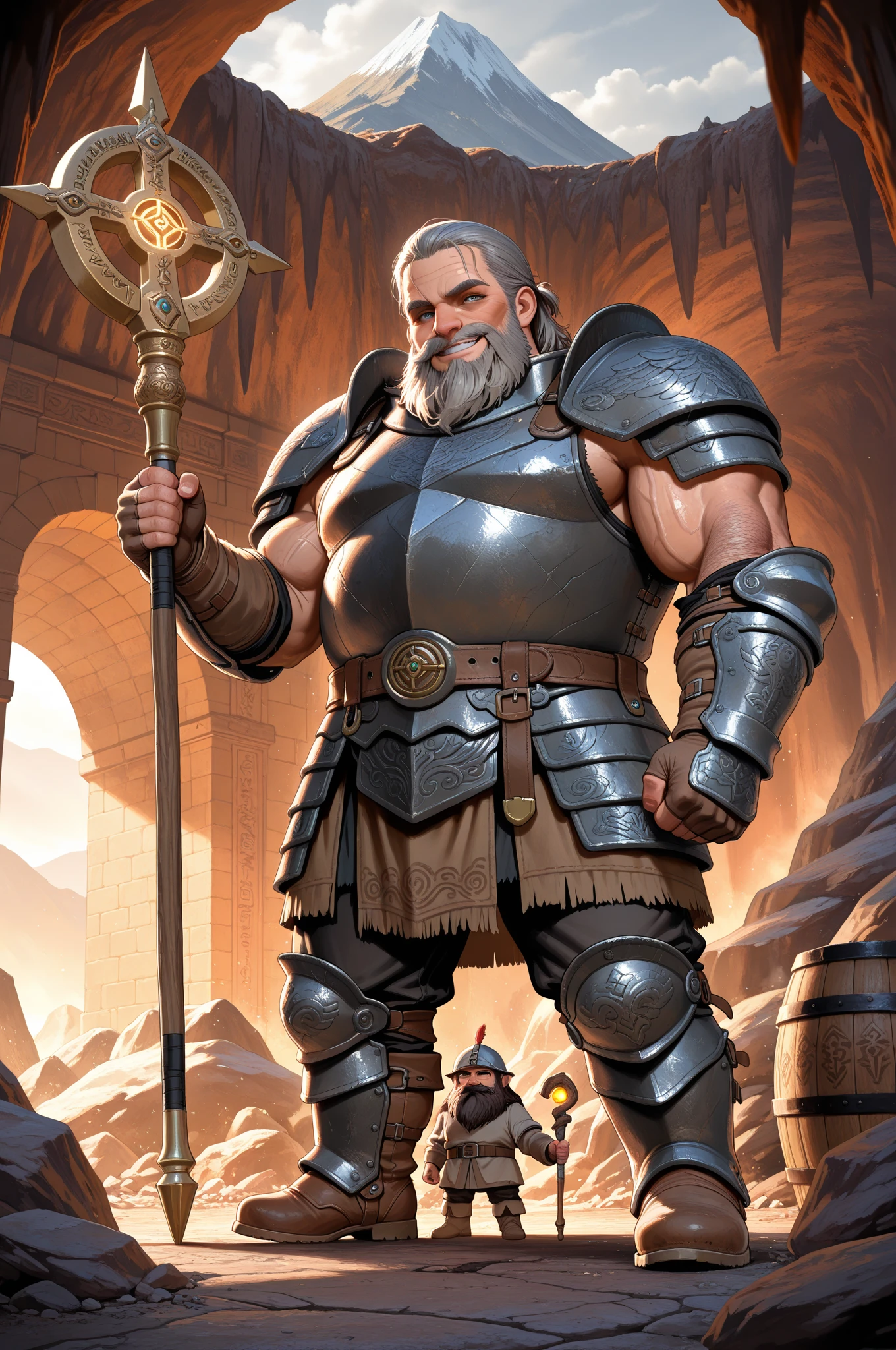 burly virile hairy werelion, in a suit of armor, a himbo muscle daddy, middle-aged , hirsute, overmuscular and musclebound, bulging veiny muscles, a warrior's build, a bodybuilder's physique, long bushy and a thick mustache, a square jaw, handsome and dreamy, grey hair, a knight clad in full armor
