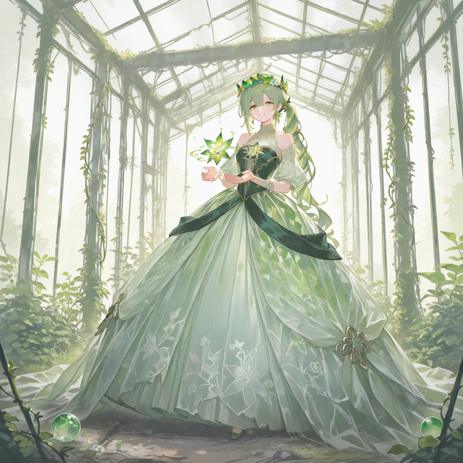Emerald tiara, Green Pearl Necklace, ボーイッシュな非常に短いGreen Hair, Green Lips, Smiling Japanese woman, Very short hair, Busty beautiful lady, Green Eyes, Green satin long gloves, Green Eyes, Emerald Earrings, Green veil, Heart with both hands, Green Hair, Beautiful Japanese Women, Heart shaped hands:1.3, green lip gloss