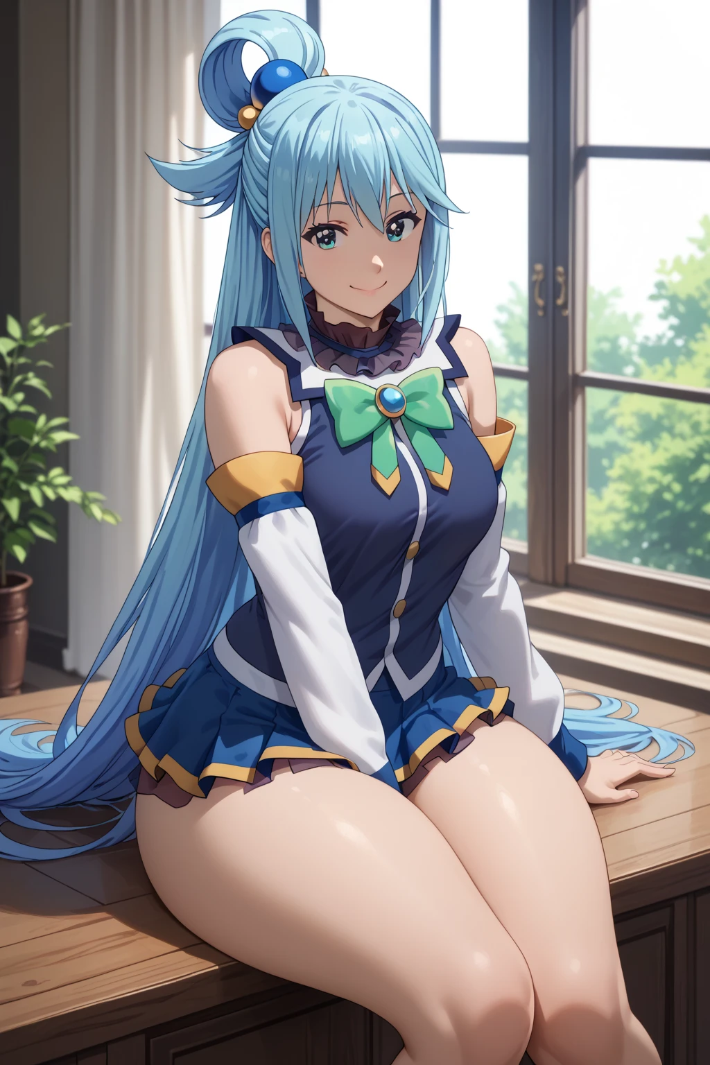 Aqua, Bent down , huge ????? , feet,  showing legs and feet , ????