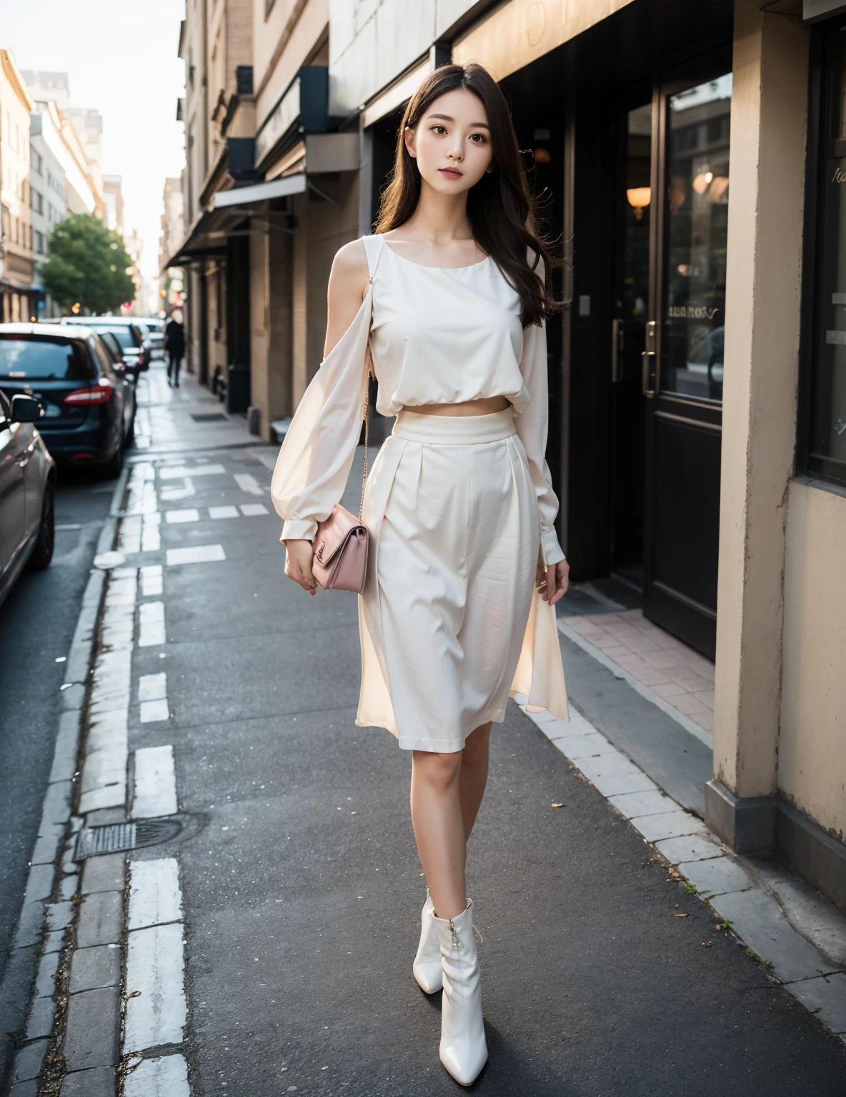 Fille ,  outfit, marche dans la rue, Manga Anime Style