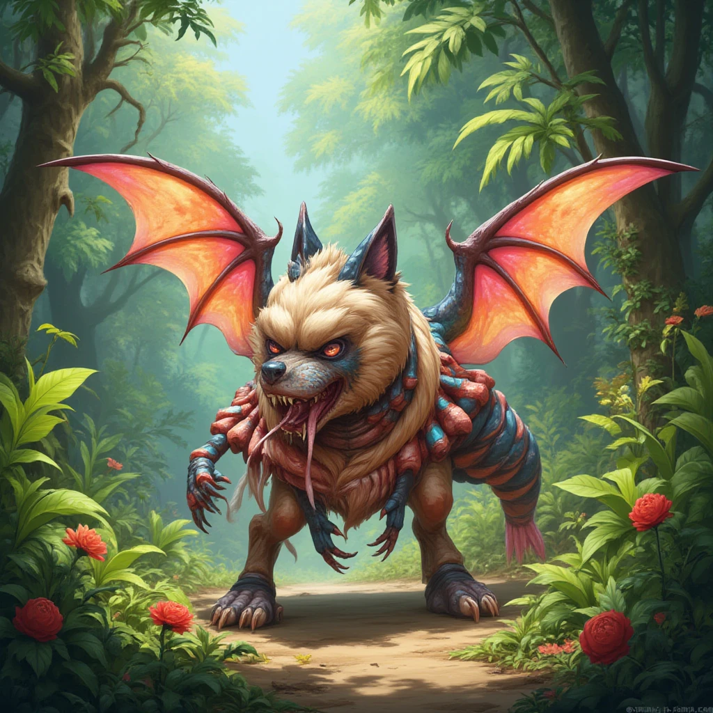 ultra-detailed, masterpiece, masterwork, high quality, best quality, hdr, (nature), , male, solo, dragon, chibi, (()), (little red body minotaur), (white body), (long golden hair, yellow eyes), standing, front view, from below, dynamic angle, (micropenis, , perfect , urinate, peeing), earrings