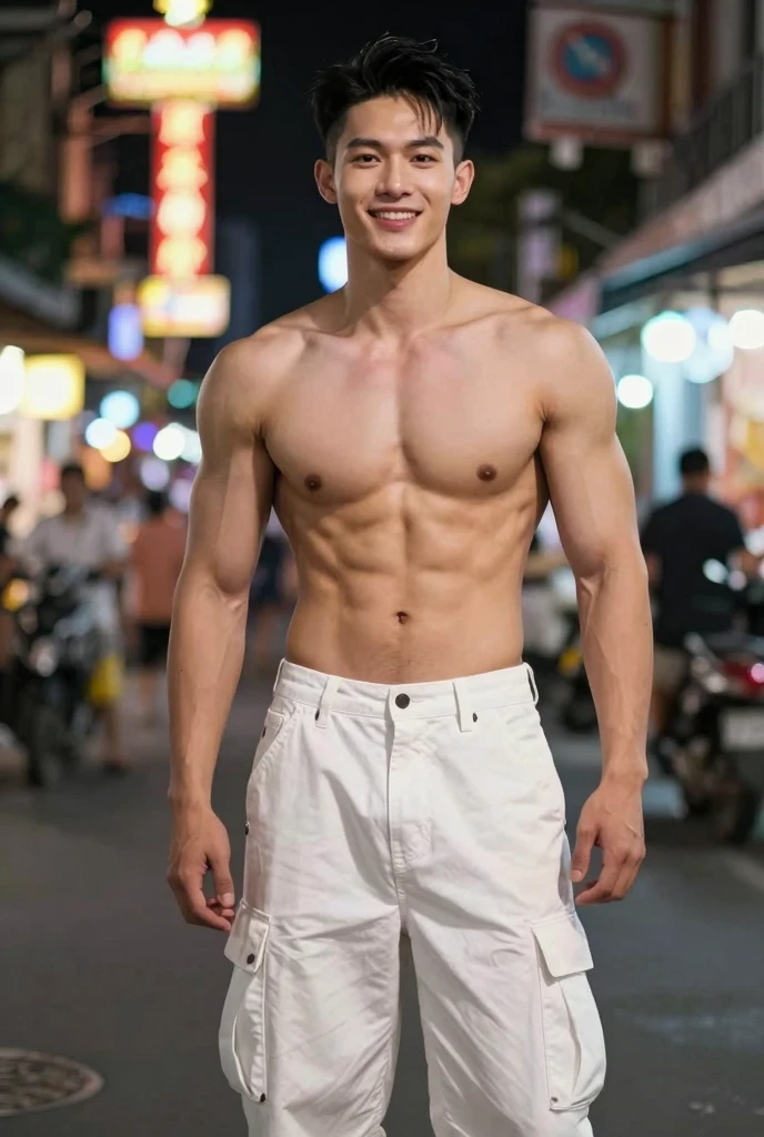 1 person, 
20 years old.o  muscular man ,  whole body, 
soft light, Japanese, A masterpiece of designers, best quality, 8k ultra high definition, SLR camera, film grain, Photorealistic artwork for Fujifilm XT3 by Midjourney and greg rutkowski