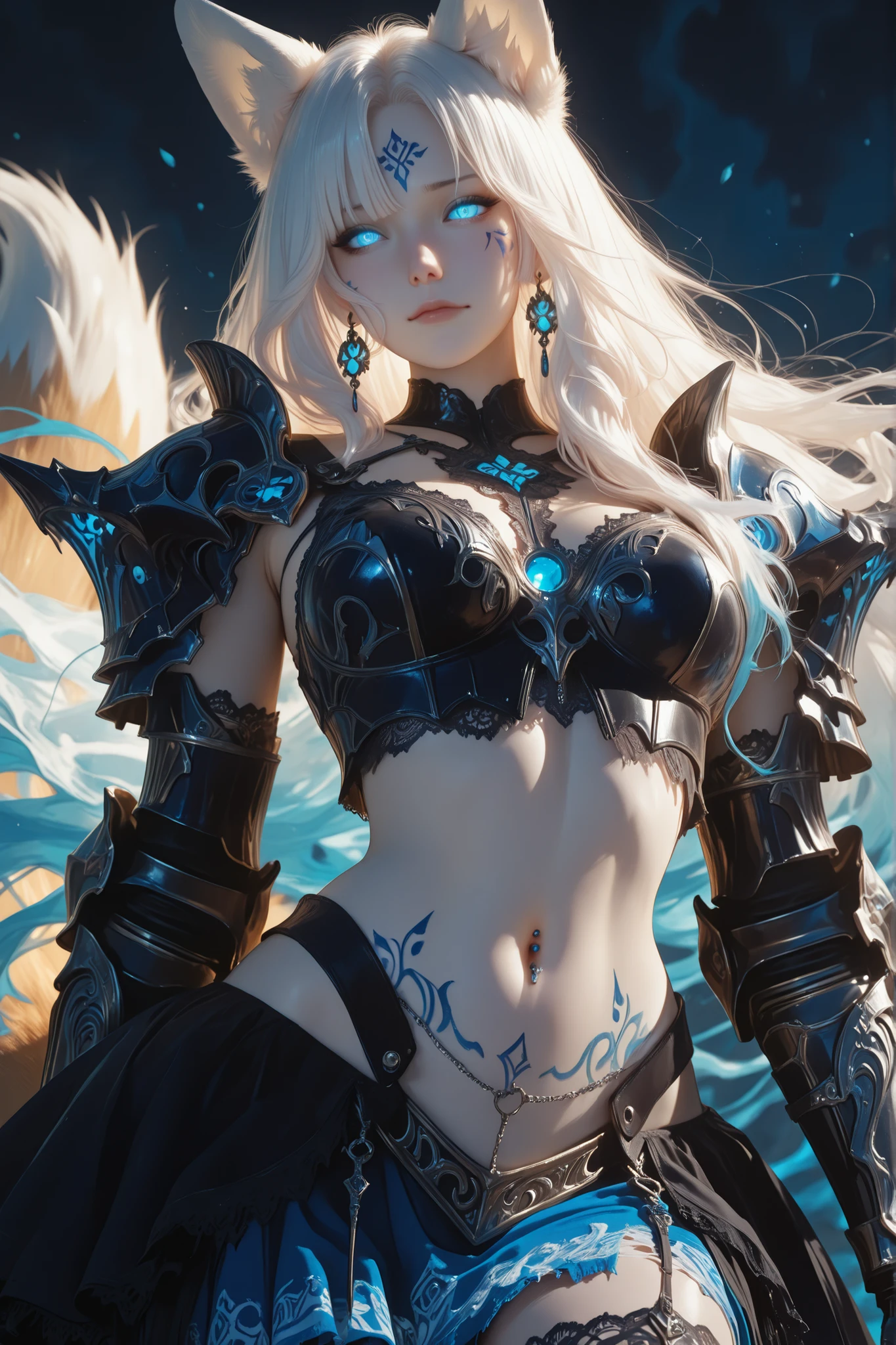 ((euladef)):1.5,((masterpiece,Highest quality,Highly detailed images,Beautiful images))1.4（Huge crystal in the background、Overall dim lighting、Backlight、A fantastic atmosphere、Thick Fog、Dust flutters)1.3,(Close-up image of eula)1.1、（Beautiful cleavage、Exposing cleavage）Mr.々A pose
