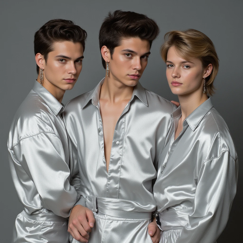  Men's sequins One Piece Swimsuit , extra short hair , 2 men shooting  magazine cover , masculinity , bodybuilder