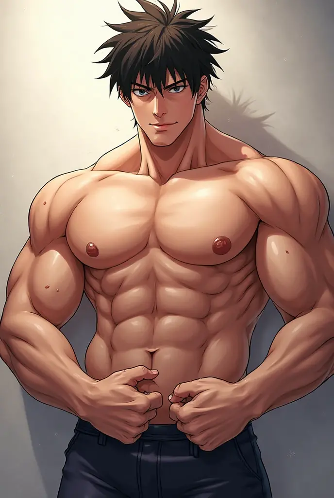 14 year old boy, anime, very muscular body, 8 pack abs and big biceps, ????, cute, in gym, working out, barefoot, looks confident, ???? body, blush, extremely cute and extremely muscular 14 year old boy, in gym, sweaty, huge bulge, well endowed, puberty muscles, chiseled ripped body, chiseled physique, boy bodybuilder, on steroids, ????, (masterpiece:1.5), (best quality:1.5), (high quality:1.5), (solo:1.27), (muscular male:1.27), (bara:1.27), satisfaction, happy, pleasure, (dynamic angle:1.21),(dynamic hair:1.27),(detailed pupils:1.21),looking at viewer, (dynamic pose:1.15), (beautiful detailed hands:1.21), illustration, (cinematic light:1.15), ultra detailed, (disheveled hair:1.34), big bulge, (large pectorals:1.3), pectoral cleavage, sidepec, (abs:1.3), (thighs:1.3), (bulky:1.2), novel_illustration, anime screencap, muscular boy, child, 14 year old boy