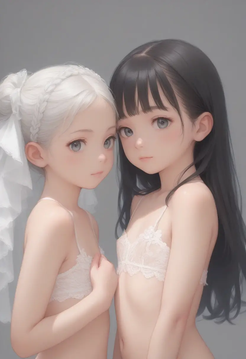 Girl Beauty Big White Liquid  Long Hair Gray Hair Bikini  Shame Tail Maid Feather Twin Sister Mother Daughter Intimate hug ， face，Two  daughters and a  mother，Lie in bed，Three people，Big Breasts Mom，opening legs