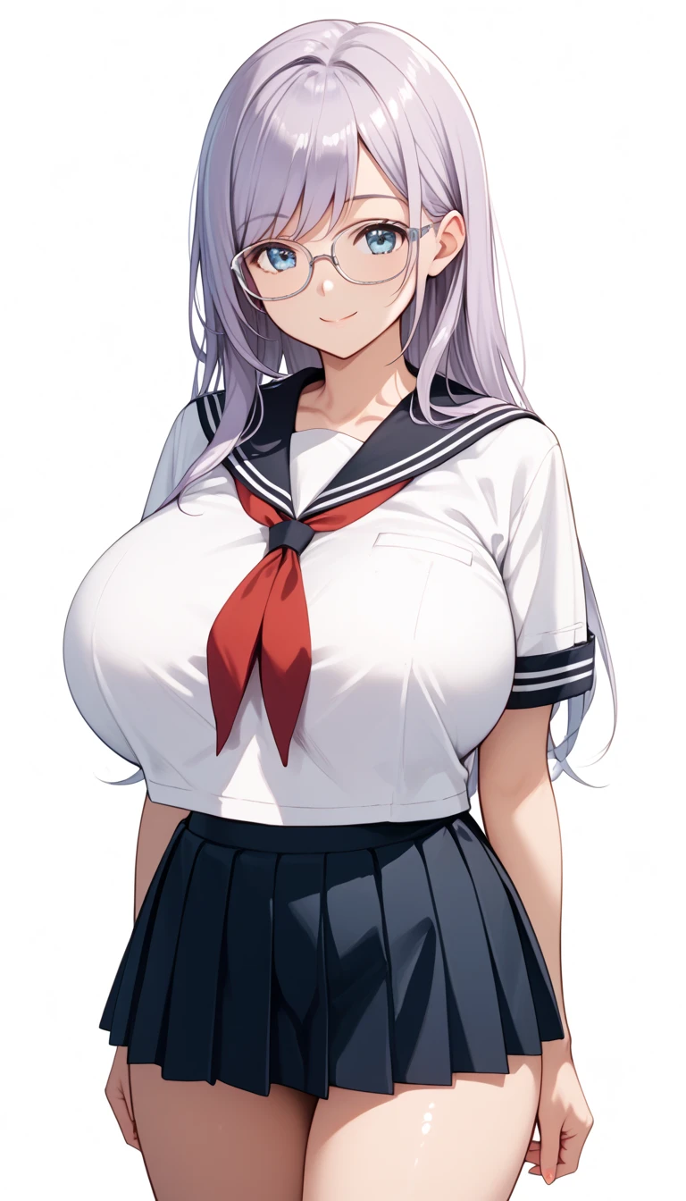 Asian girl about 19 years old. Very pretty face, wearing glasses.Her hair is long, white and slightly pink, and she wears it in two ponytails. Slender body like a model, more precisely like a Spanish guitar shape. The way she dressed was very revealing, without a top and only using a tight short skirt as a bottom. No top. Her body is slender, but her breasts are very large and protruding. Sexy plump thighs. Slim body, big breasts. Posing sexy. Big pink protruding . Big . Very big breasts, . Slim, plump thighs, plump thighs, plump thighs, very big breast, very big breast, very big breast, very big breast, very big breast, massive big oppai bounce, massive big oppai bounce, massive big oppai bounce, ((BIG BOOBS)), ((HUGE BOOBS)), (()), ((GIGANTIC OPPAI)).