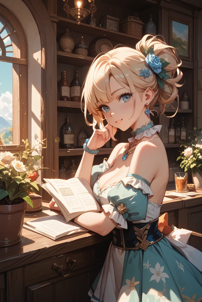 ((masterpiece)), ((best quality)), (ultra-detailed), ((extremely detailed)), 4K, (8K), best quality, a beautiful woman, ((beautiful light gray hair)), shiny hair, ((fluffy bob cut)), light blue eyes, detailed skin, freckled skin, flushed cheeks, 20 years old, 

((Made on top of a mixed-media masterpiece patchwork of stress-free vintage script paper, Ephemera, Torn cardboard, Vintage newspaper, Vintage sheet music, Wax Seal, Dress made of paper ruffles and life-size dainty lace)), in the style of [Junk Journal, double exposure, Equal to the size of the body, Greg Simkins, Mark Davis, Oliver Jeffers, Andy Kehoe], Cinematic, Stunning, Highly detailed, 8K, dehazed, Smile,