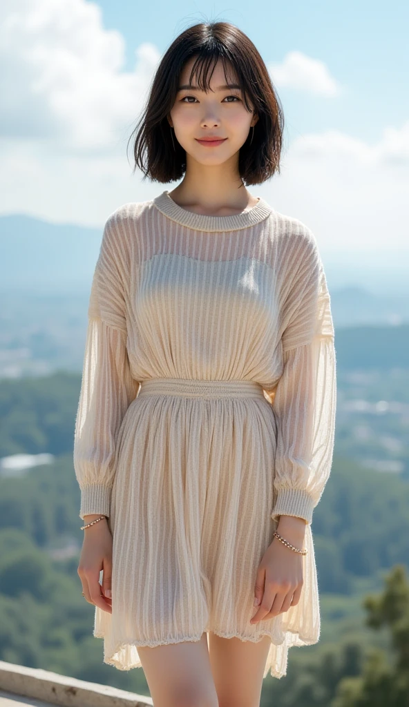 Top quality, 1 beautiful woman,wearing Blouse & ,lying down,on bed,(from below:1.5)
